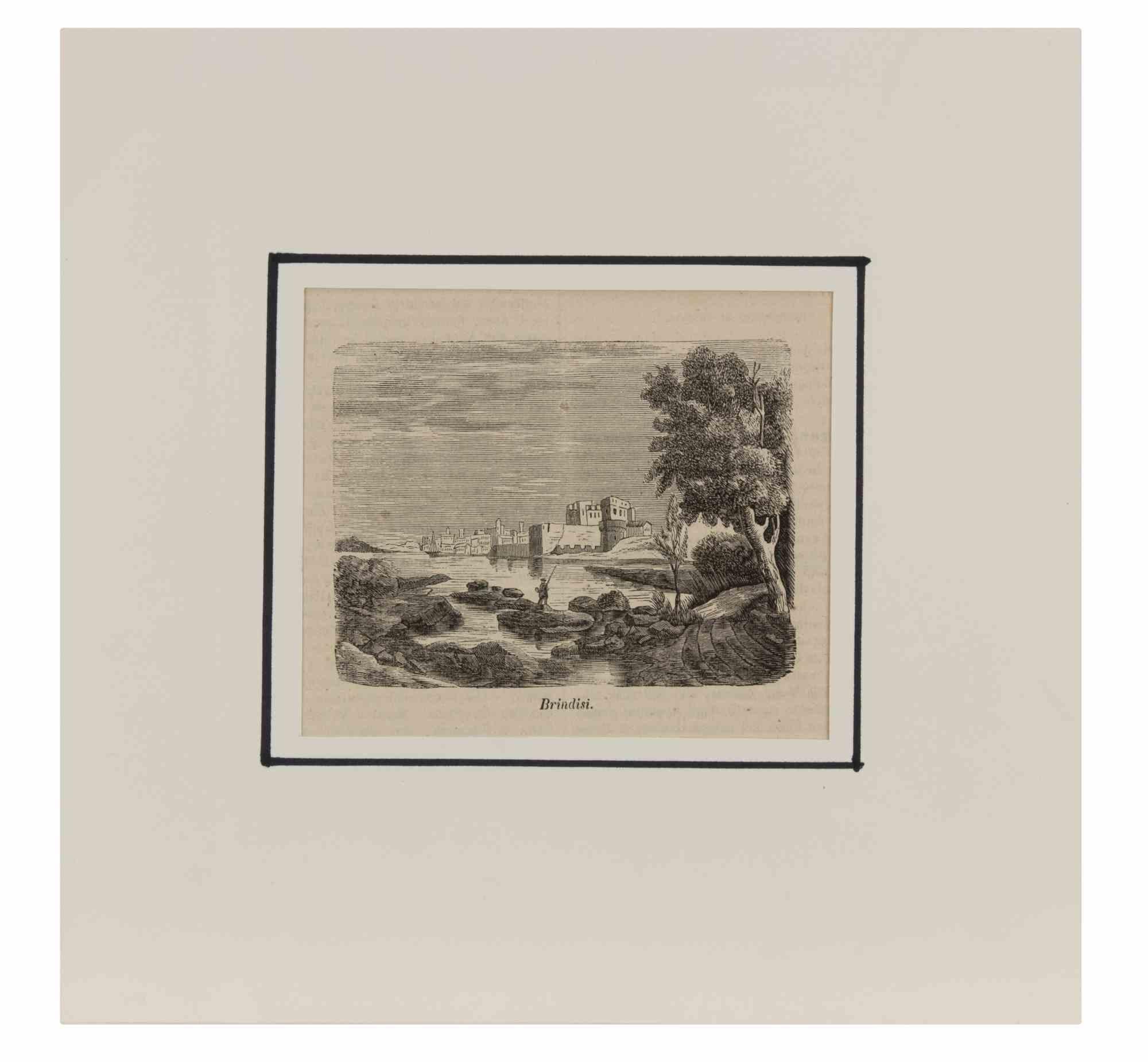 Brindisi - Woodcut - Mid-20th Century