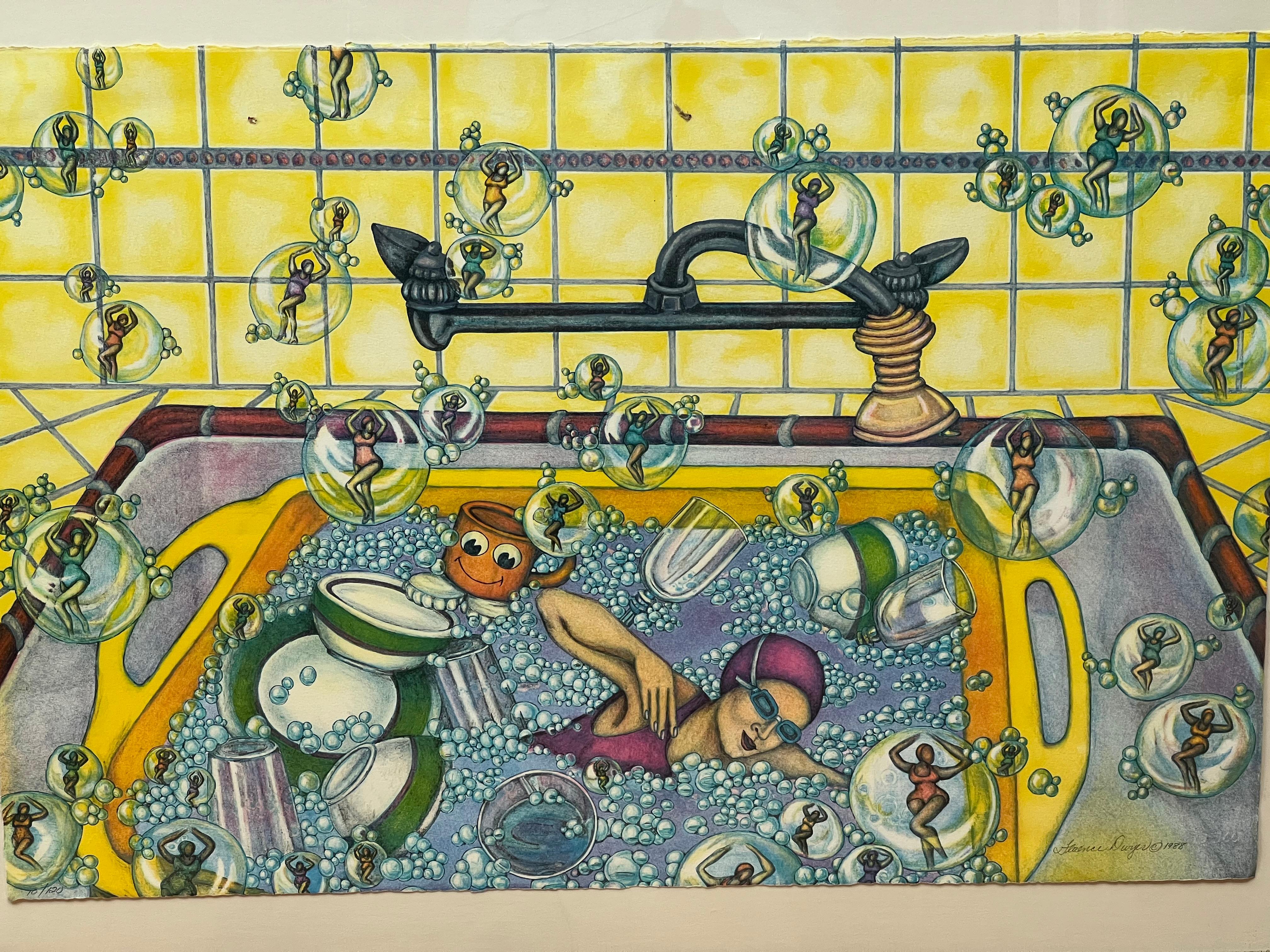 Bubble Bath Lithograph by Florence Duryer - Print by Unknown