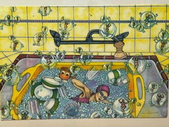 Bubble Bath Lithograph by Florence Duryer