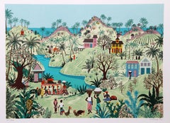 Vintage Bus Stop, Folk Art Screenprint by Jack Hofflander