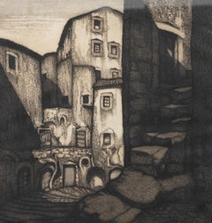 C. C.  - 20th Century Etching, Cafe di Pitigliano Tuscany