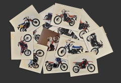 Motos Cagiva - Conjunto de Impresiones Offset Vintage - Años 80