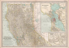 Californie, partie nord. Carte ancienne de l'État Atlas des États-Unis du XXe siècle