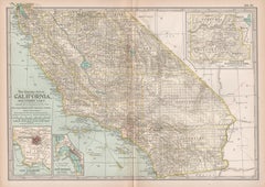 California, Southern Part. USA Century Atlas state Antique vintage map