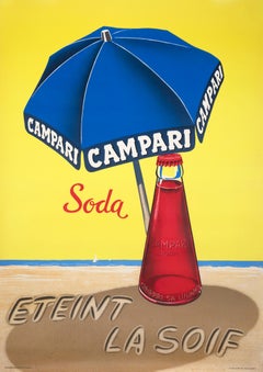 Affiche originale de boissons suisse des années 1960 « Campari Soda Eteint la Soif »