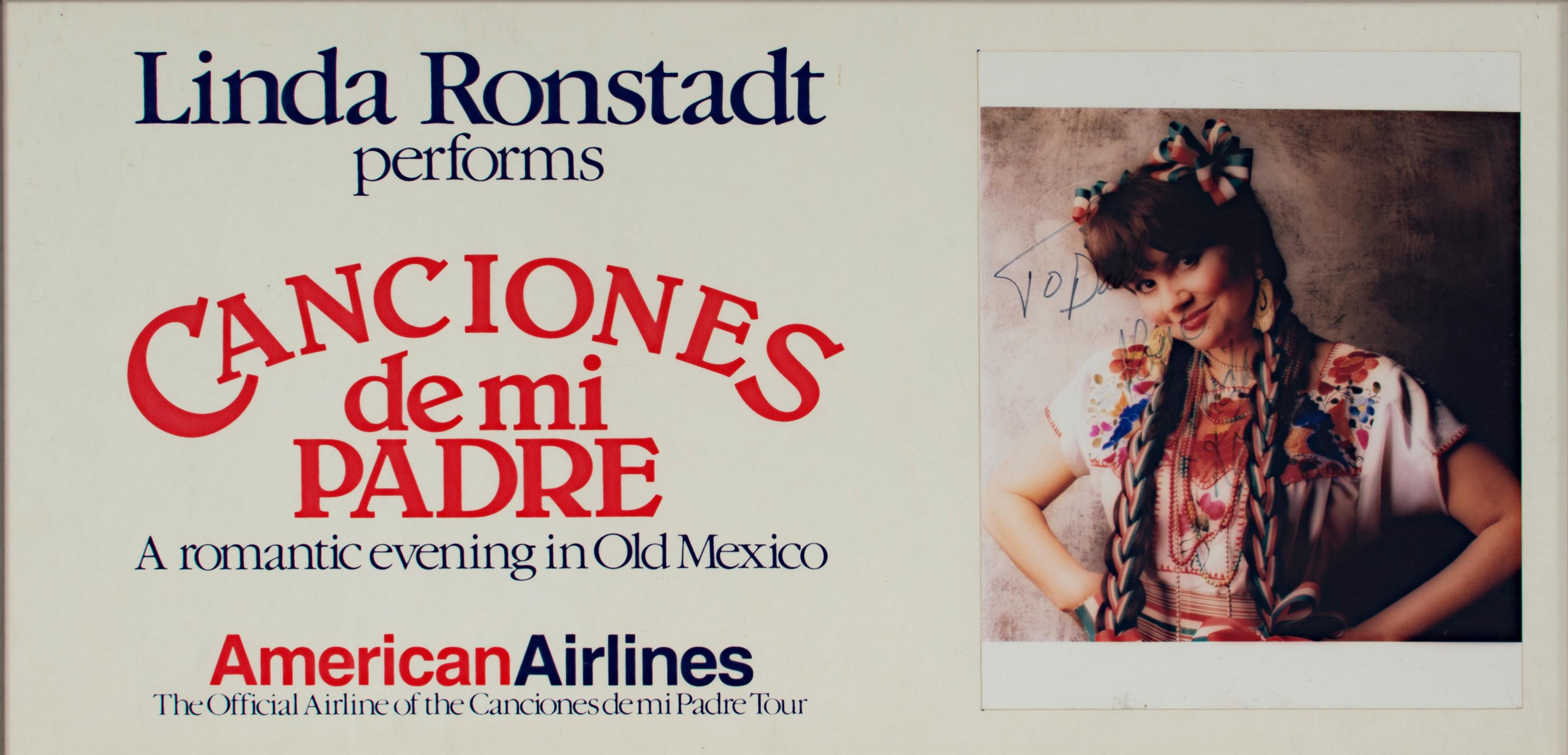 "Canciones de mi Padre, " Autographed Linda Ronstadt tour Poster & Photo