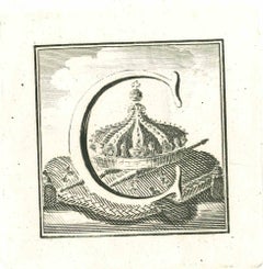 Antique Capital letter C from the Antiquities of Herculaneum - Etching - 18th Century