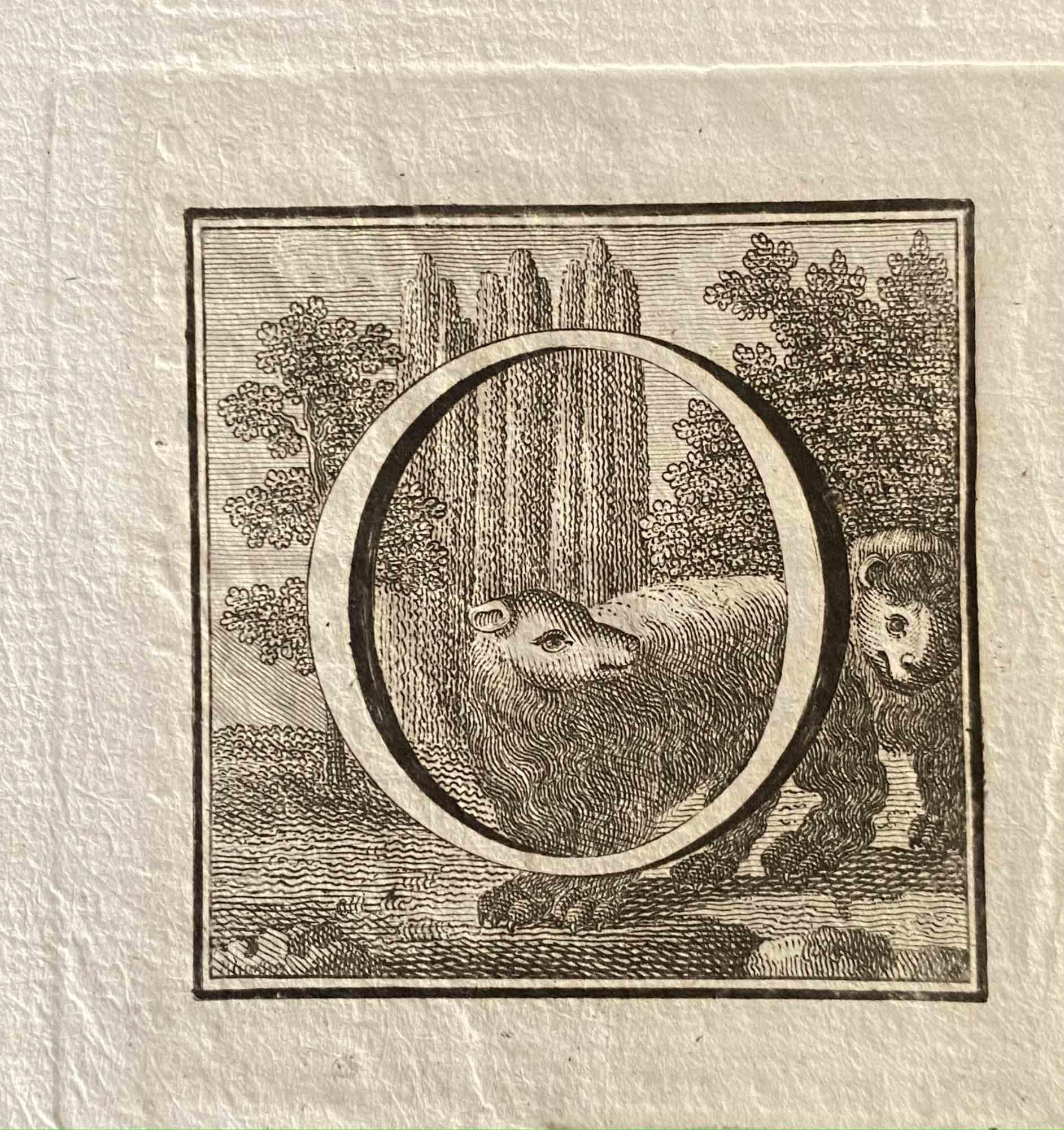 Unknown Figurative Print - Capital Letter for Antiquities of Herculaneum Exposed - End of 18th century