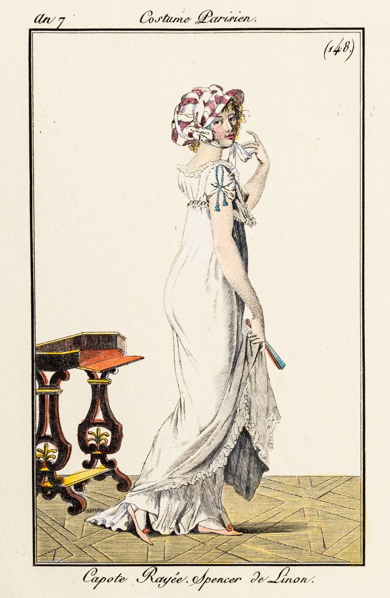 Unknown Figurative Print - Capote Rayée. Spencer de Linon - Original Etching 1799