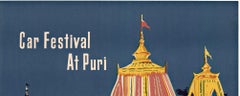 Affiche de voyage vintage originale du Festival des voitures de Puri en Inde