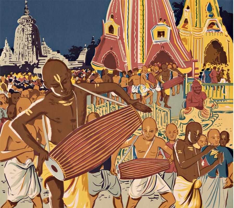 Car Festival at Puri India, Original-Vintage-Reiseplakat (Konzeptionell), Print, von Unknown
