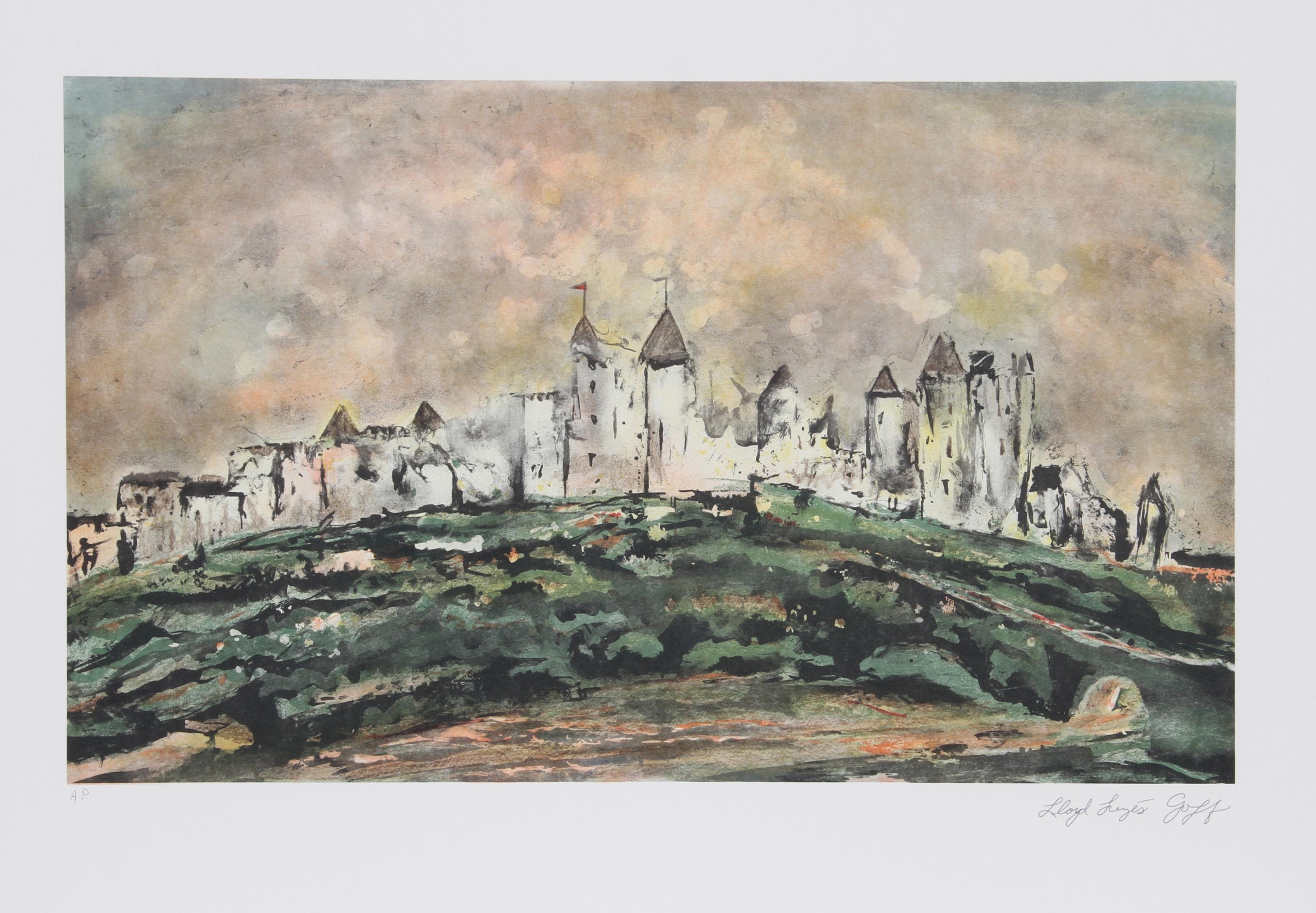 Unknown Landscape Print - Carcassone, Modern Lithograph by Lloyd Lozes Goff