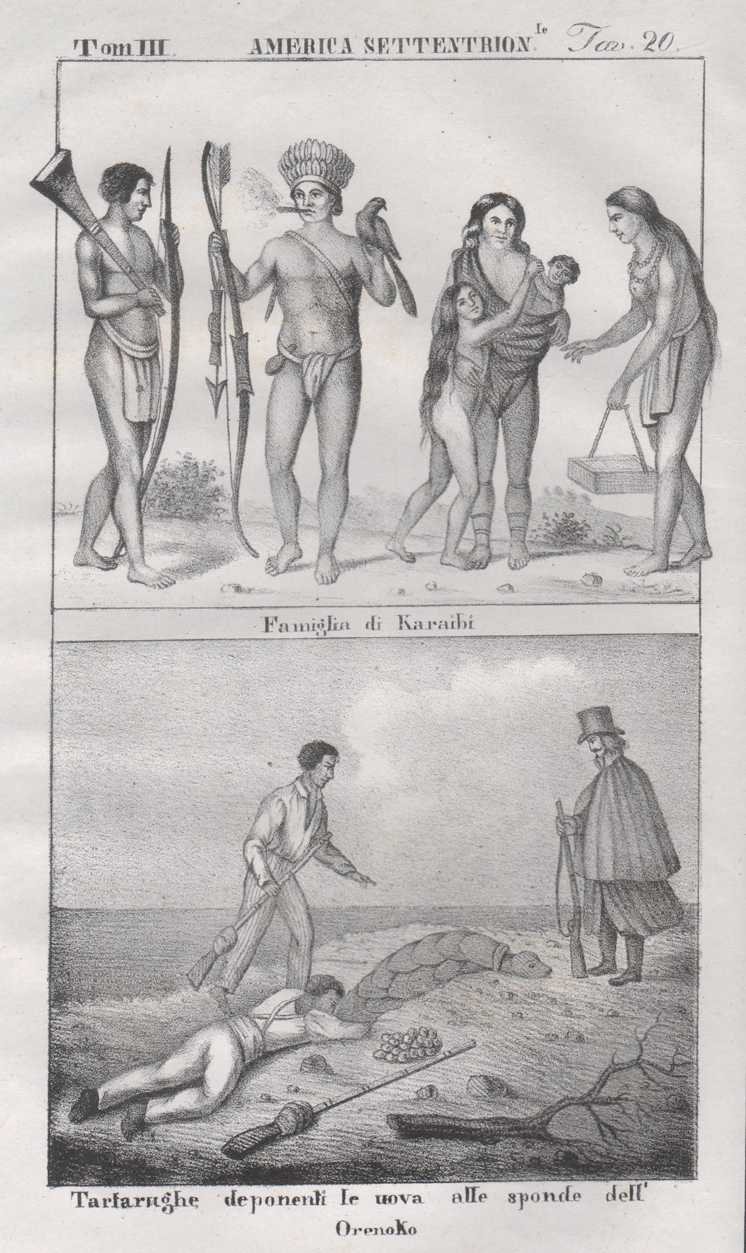 Caribbean Indigenous People / Orinoco, America, mid 19th century lithograph.