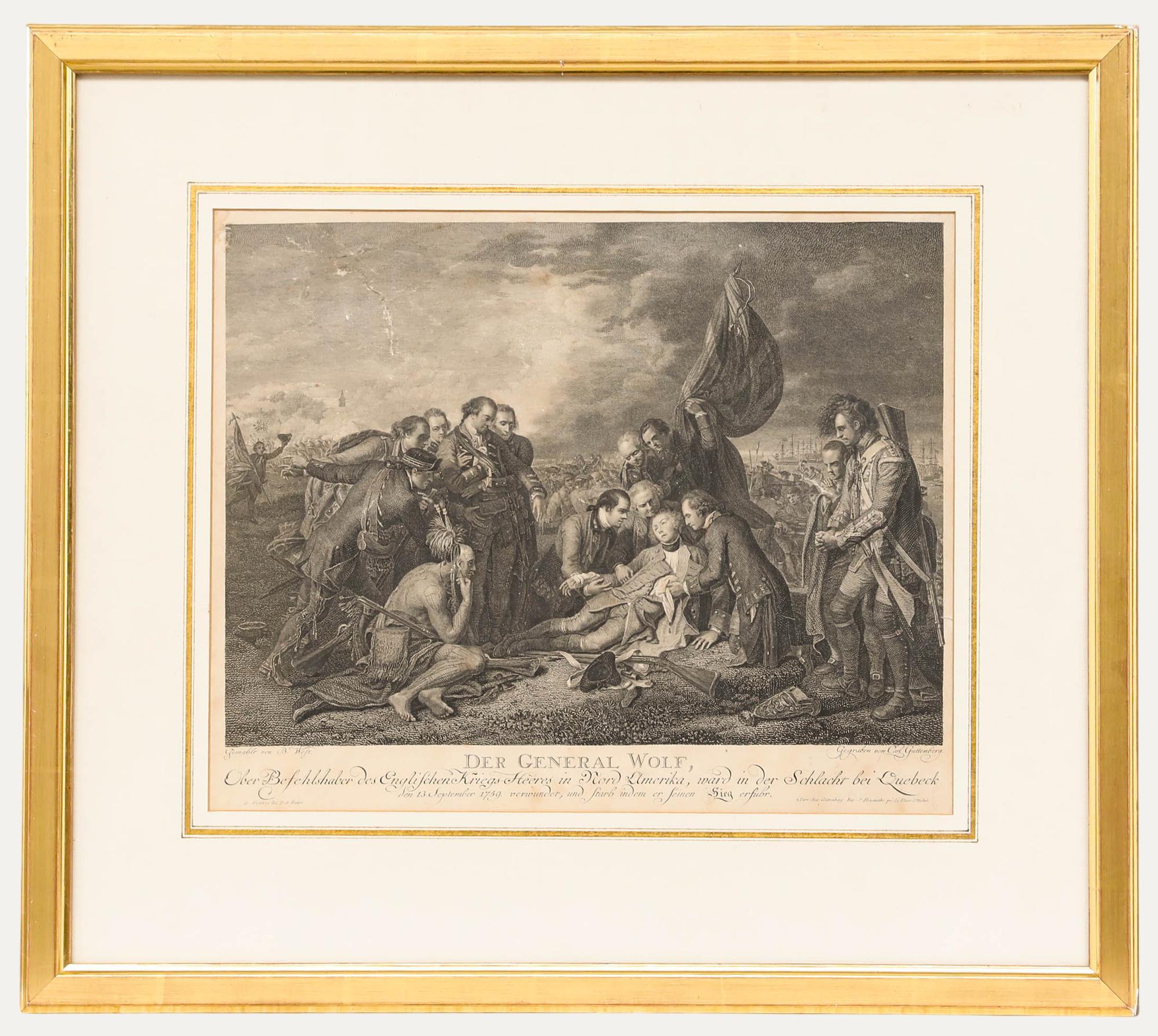 Carl Gottlieb Guttenberg (1743-1792) - Kupferstich, Der Tod des Generals Wolf