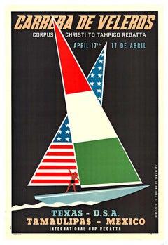 Carrera de Veleros Regata original sailing sports Vintage poster