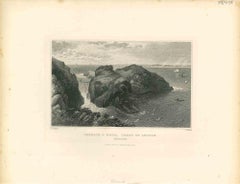Carrick-a-Rede, Küste des Antrims – Originallithographie – Mitte des 19. Jahrhunderts