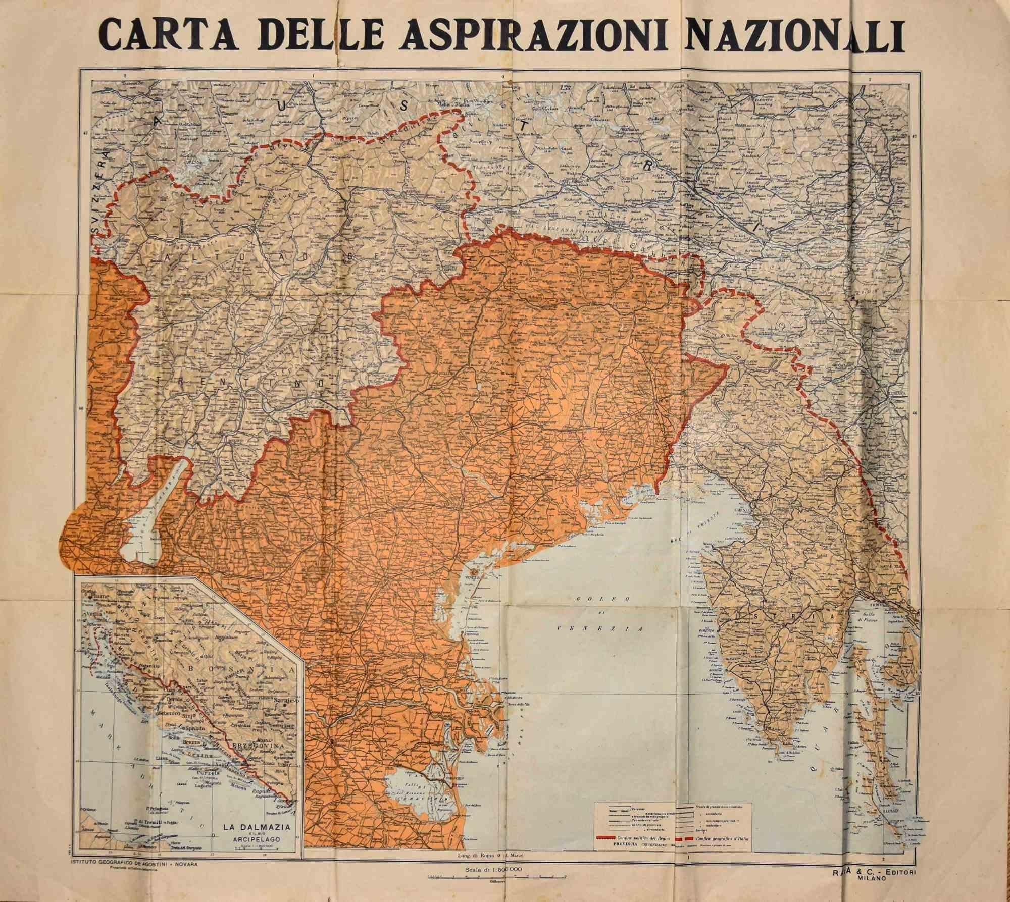 Figurative Print Unknown - Carta delle Aspirazioni Nazionali - Offset vintage - XXe siècle
