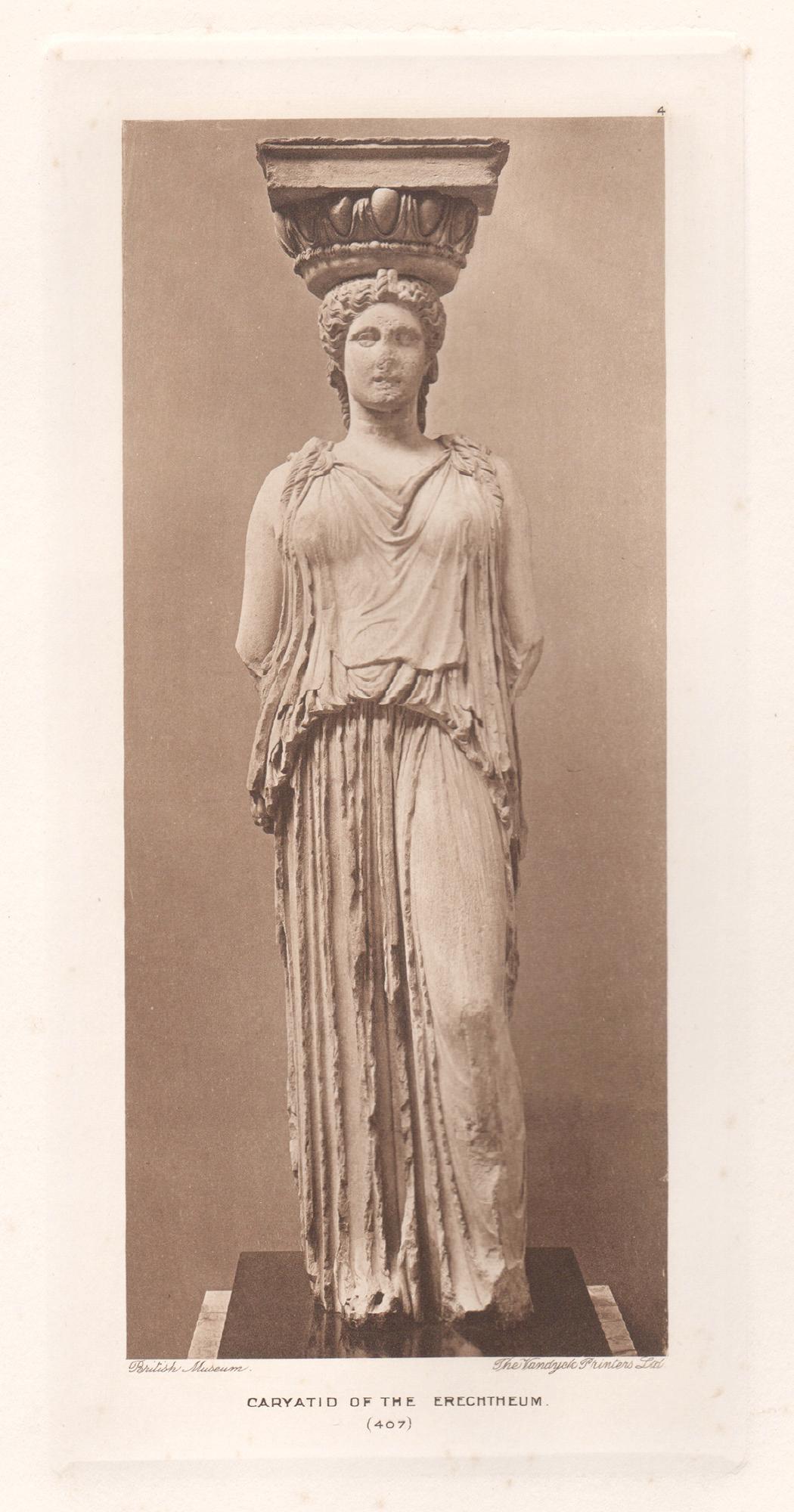 Caryatid des Erechtheums, griechische klassische Fotogravur des Britischen Museums
