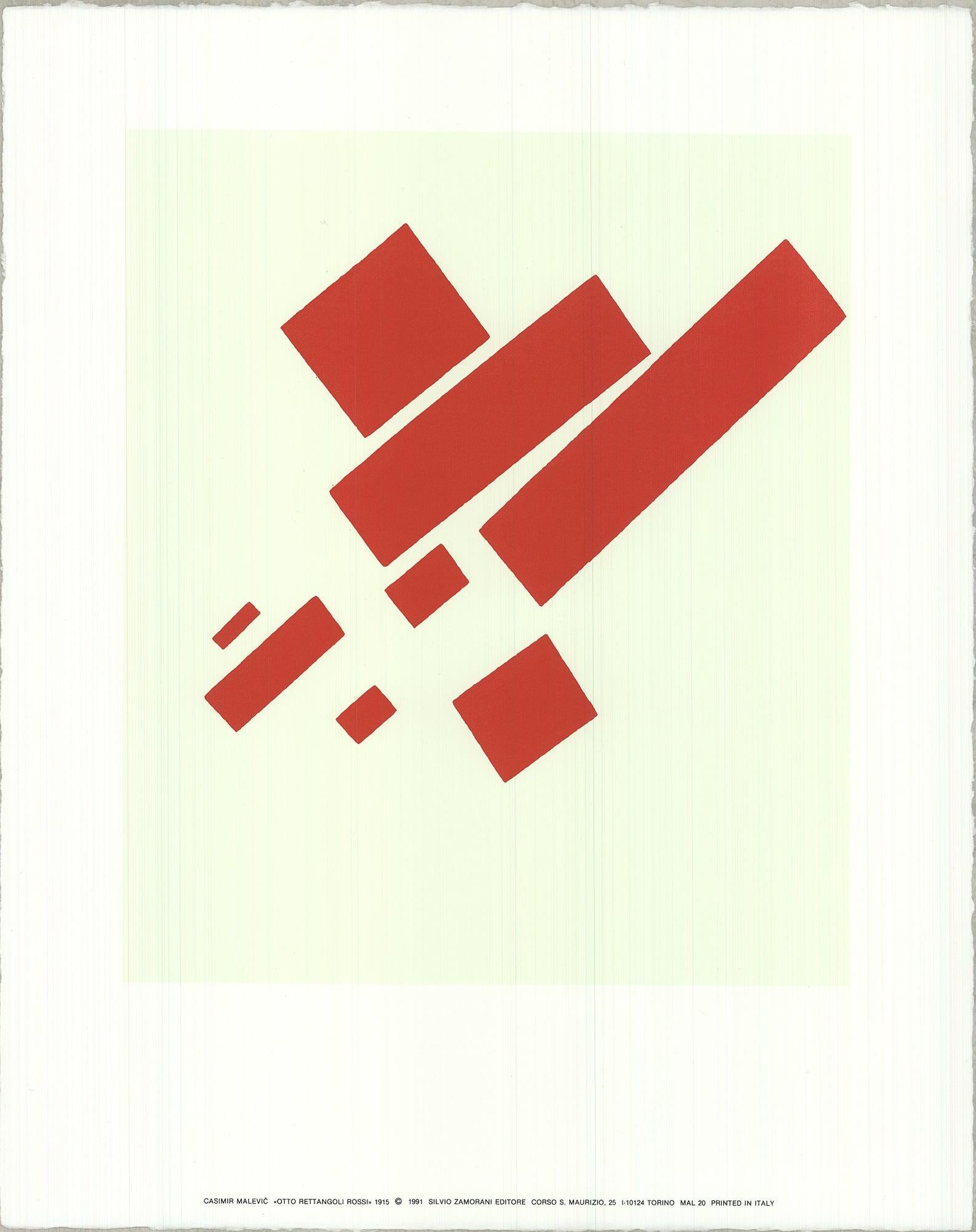 Casimir Malevic 'Otto rettangoli rossi' 1991- Serigrafia 2