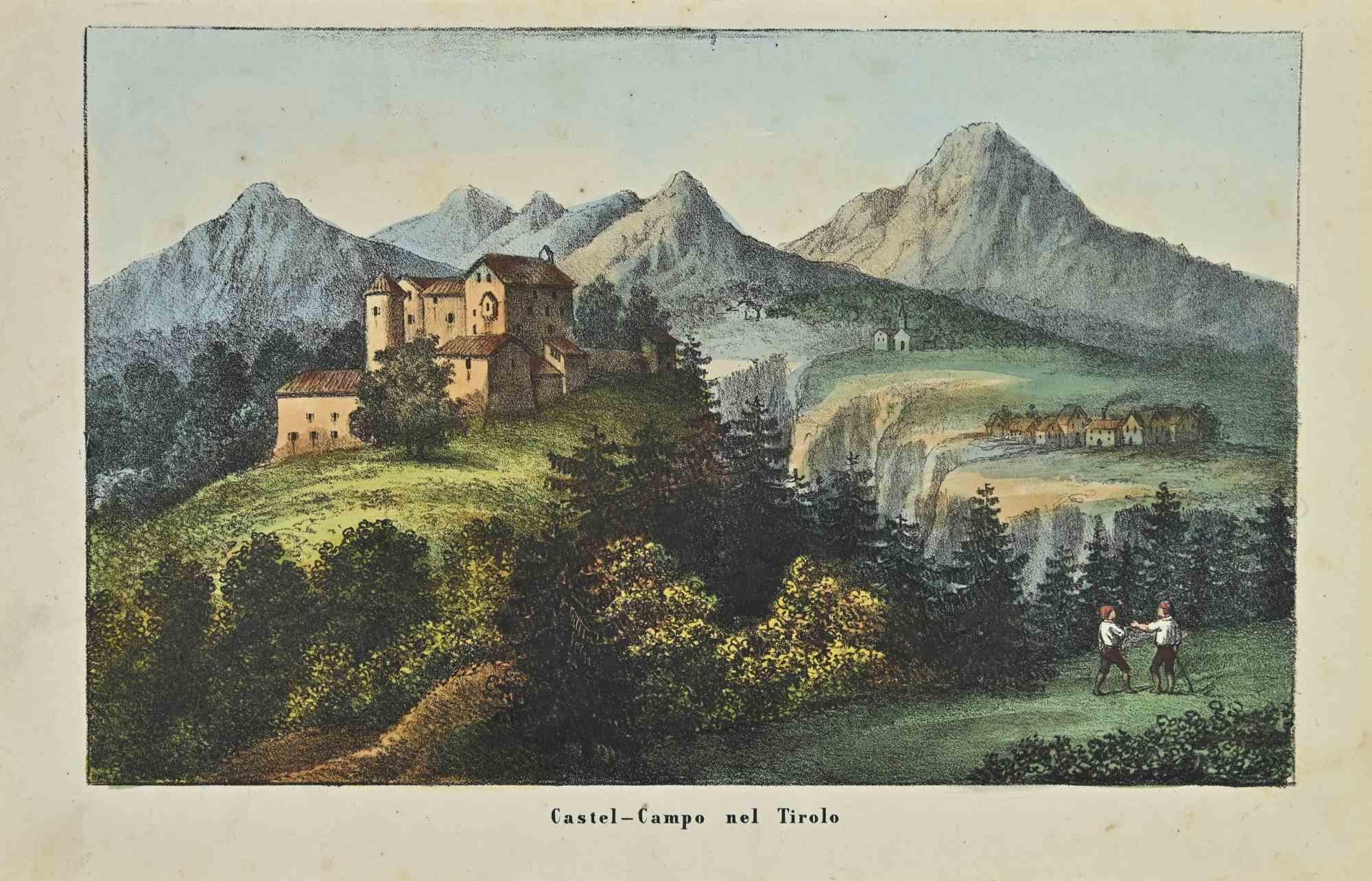 Unknown Figurative Print - Castel-Campo in Tyrol - Lithograph - 1862