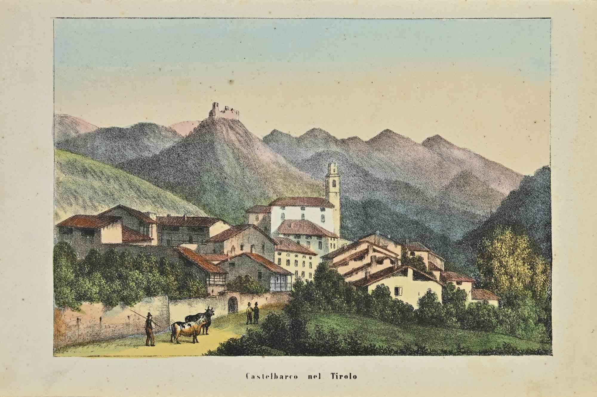 Unknown Figurative Print - Castelbarco in Tyrol - Lithograph - 1862