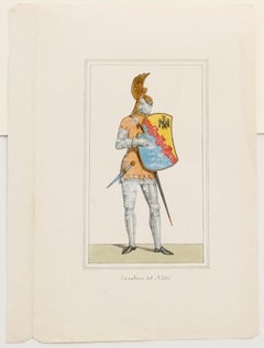 Cavalier - Lithographie colorée à la main - XIXe siècle