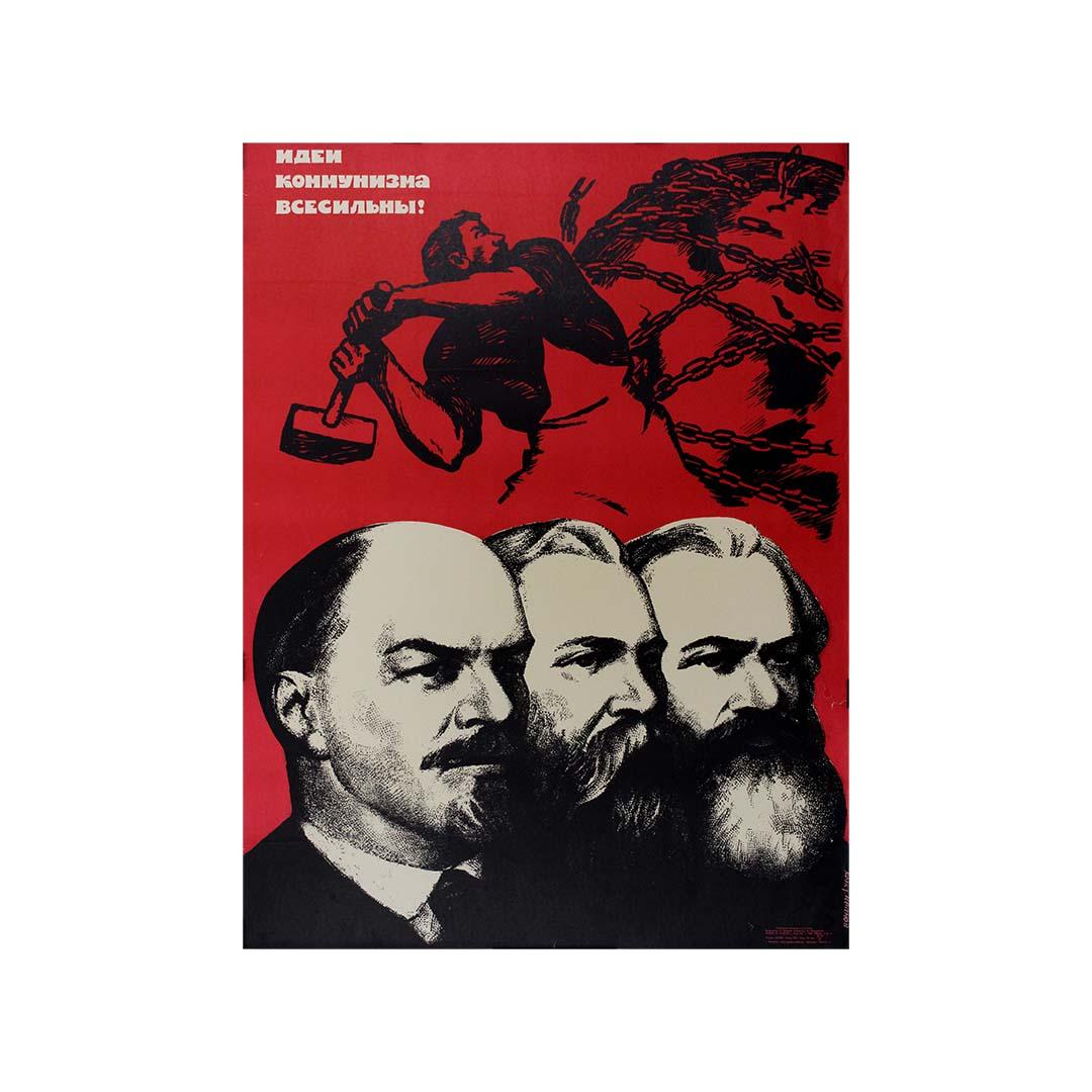 Ccirca 1960 Soviet propaganda poster - Lénine - Marx - Engels For Sale 2