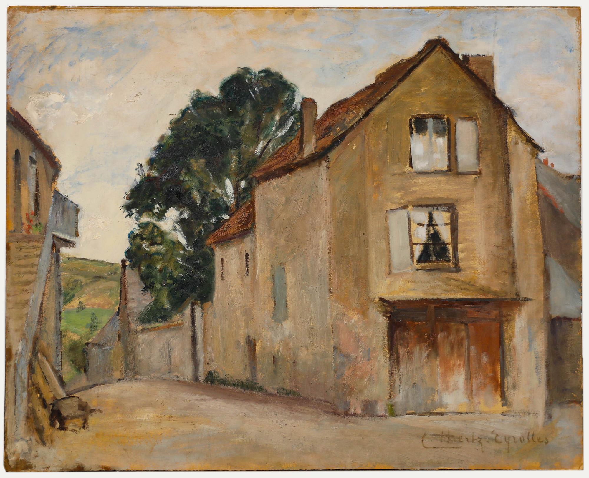 Unknown Landscape Print – Cecil Hertz-Eyrolles (1875-1974) - Radierung, Road To The Village