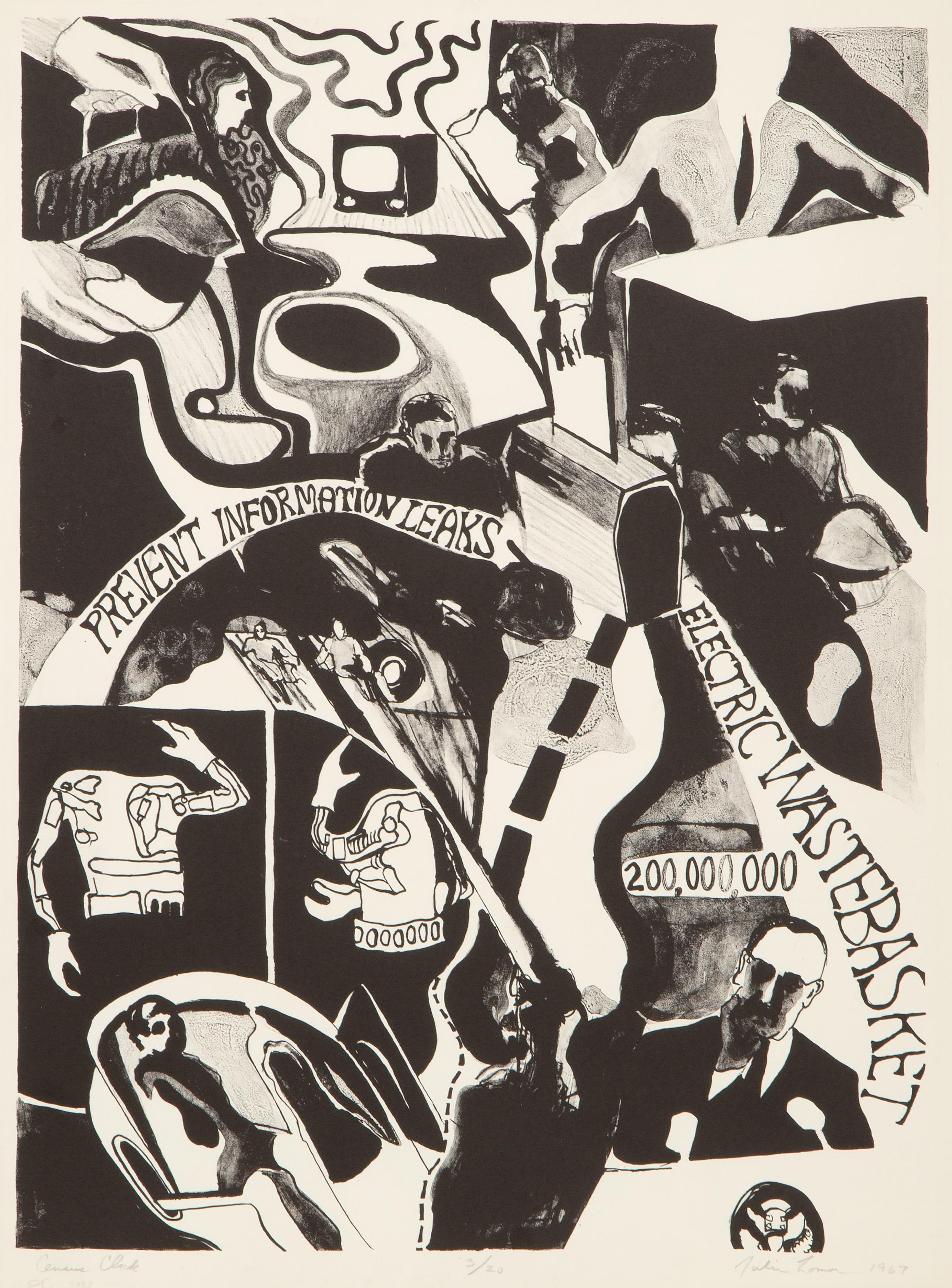  Unknown Artist -  Census Clock, Year: 1967, Medium: Etching on Rives, signed, titled, numbered and dated in pencil, Edition: 3/20, Image Size: 21.75 x 16.25 inches, Size: 24.5 x 19 in. (62.23 x 48.26 cm) 