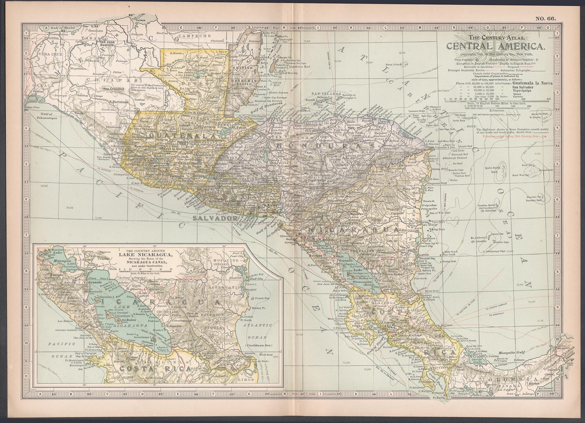 Central America. Century Atlas antique vintage map - Print by Unknown
