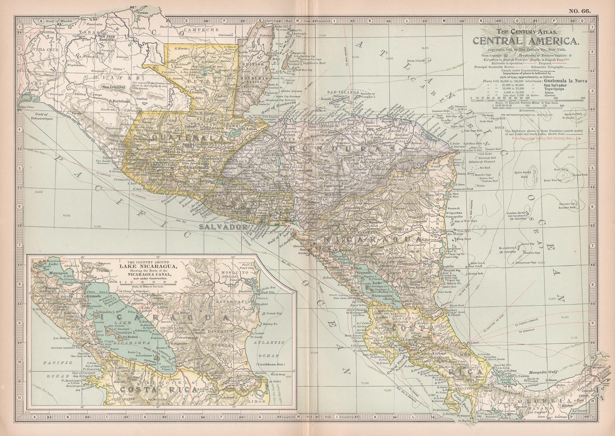 Unknown Print - Central America. Century Atlas antique vintage map