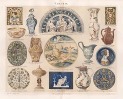 Keramik, deutscher Chromolithographiedruck im Stil der antiken dekorativen Kunst