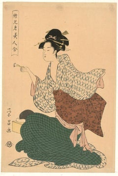 ChÅkÅsai EishÅ (fl.1790) - Japanischer Farbholzschnitt des 18. Jahrhunderts:: Geisha mit Make-up