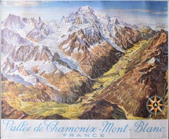 Retro Chamonix Vallée Blanche French skiing poster  L Koller