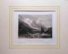 Chamouni in der Schweiz - Originallithographie - Mitte des 19. Jahrhunderts