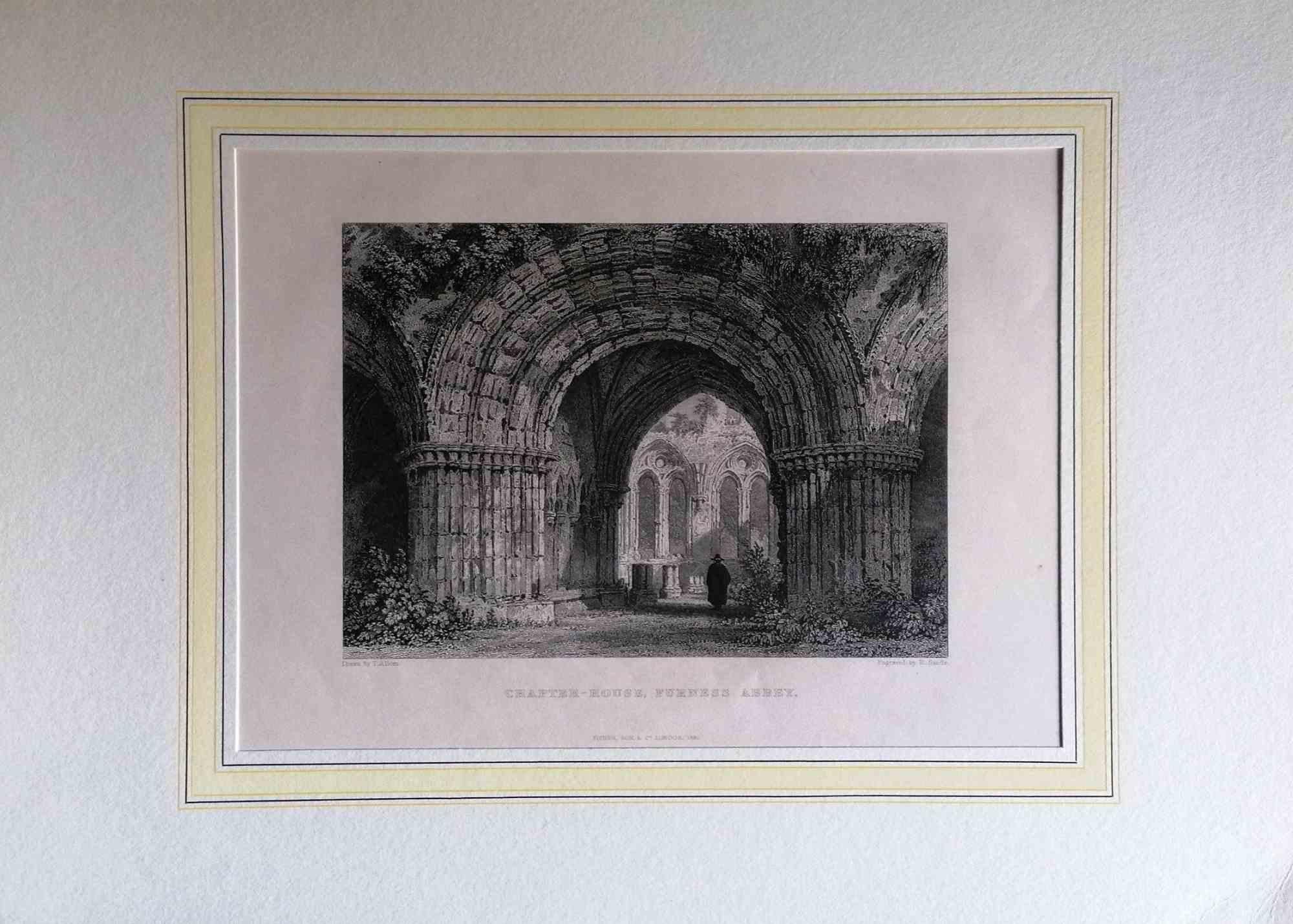 Landscape Print Unknown - Chapter-House, Furness Abbey - Lithographie originale - Milieu du 19e siècle