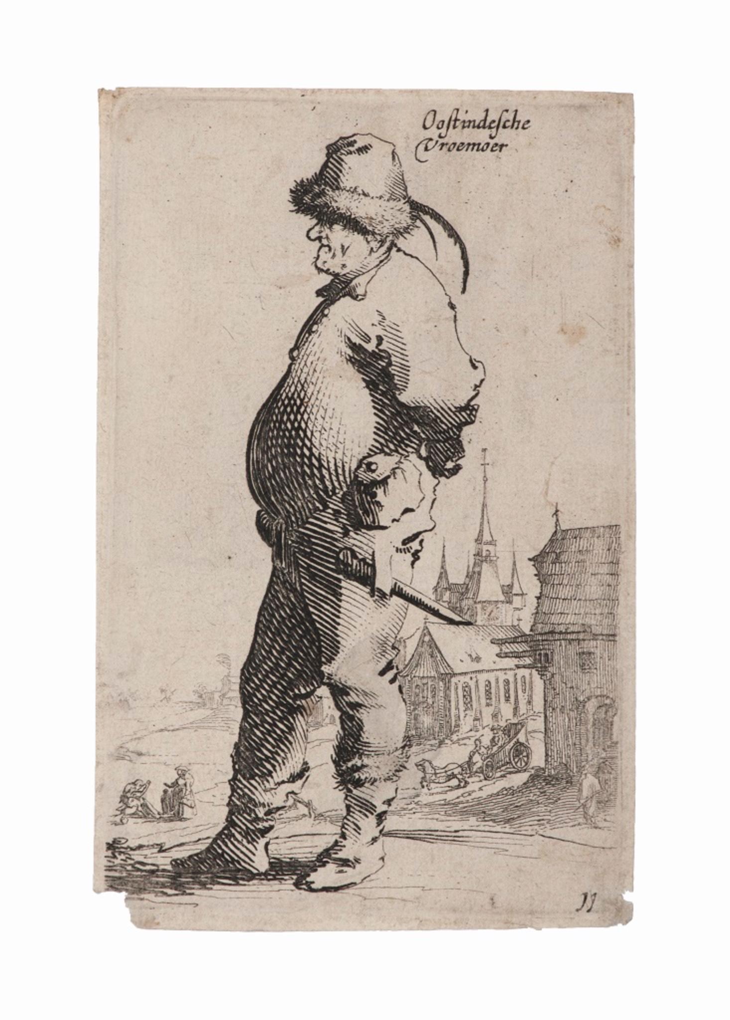Unknown Figurative Print - Character - Etching - 17th century