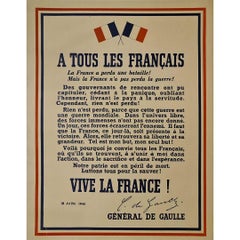 Das ikonische Plakat von Charles de Gaulle „Appel du 18 Juin 1940“ – Vive la France!