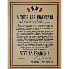 Vintage Charles de Gaulle's iconic "Appel du 18 Juin 1940" poster - Vive la France !