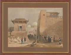 Antique Charles Haghe - Rare 1846 Lithograph, Main Guard & Government House, Hyderabad