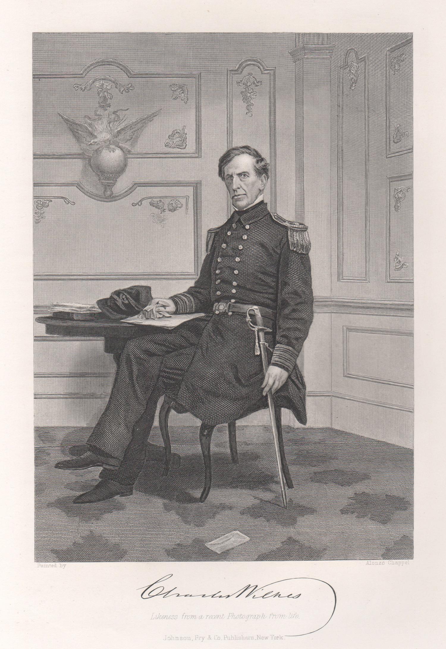 Charles Wilkes, grabado retrato de un explorador naval estadounidense del siglo XIX