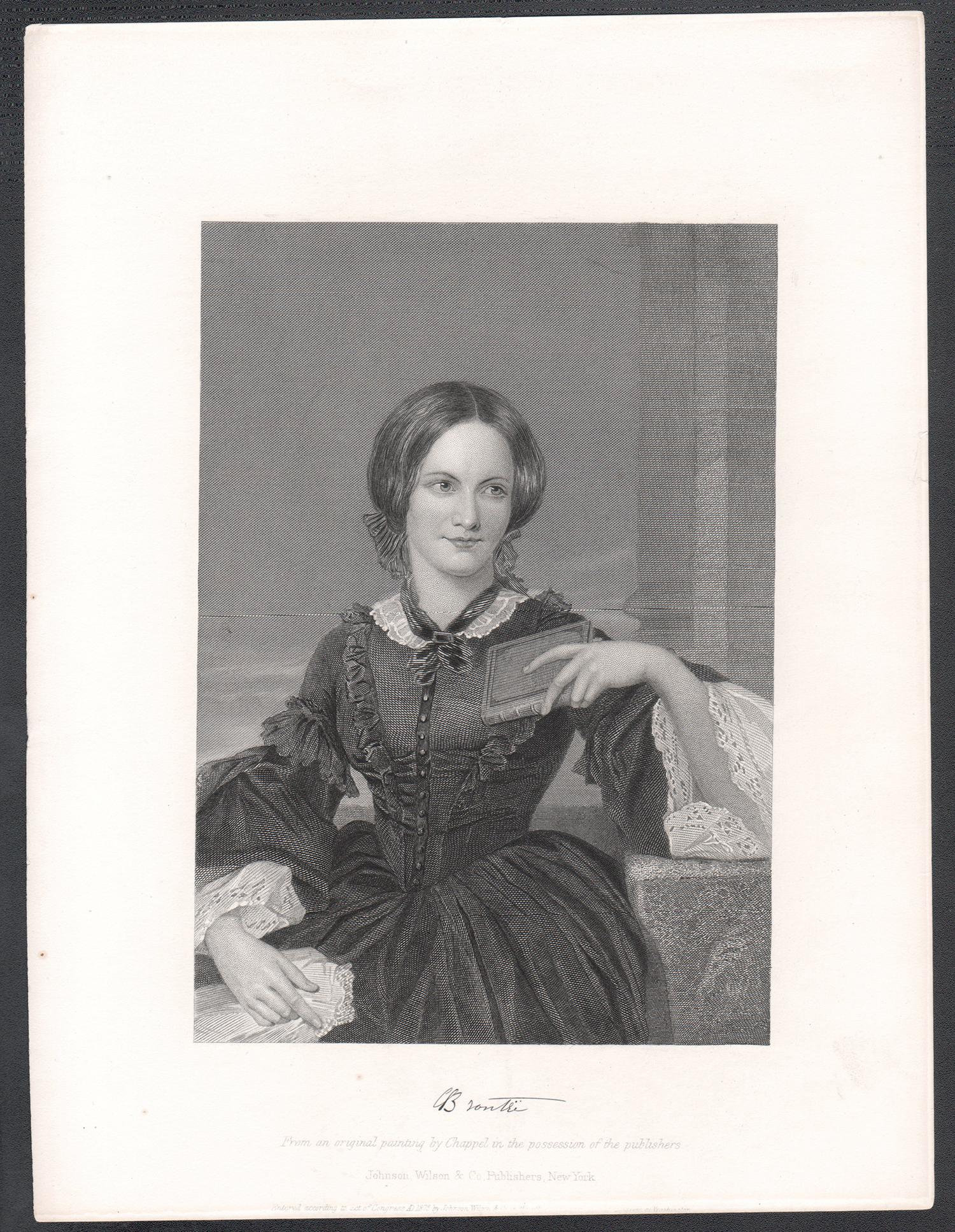 Charlotte Bronte, author, portrait engraving, c1870 - Print by Unknown