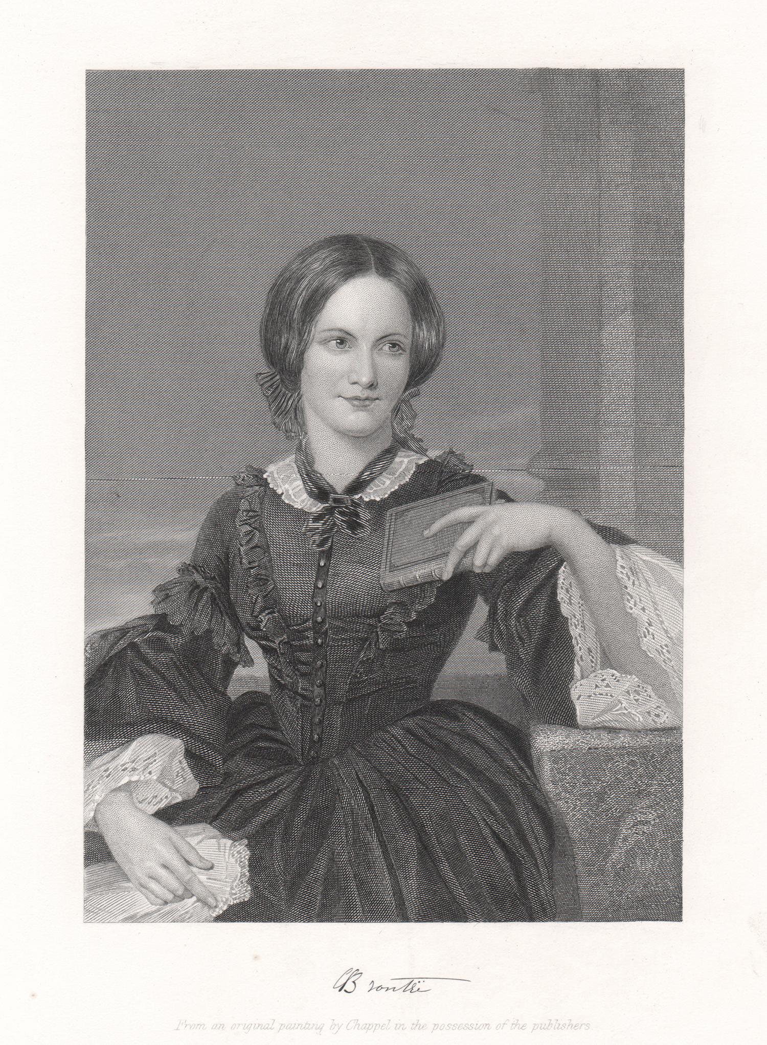 Charlotte Bronte, author, portrait engraving, c1870