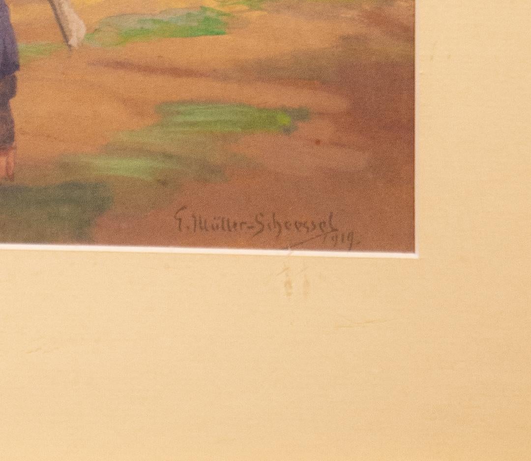 Charming German Country Side Home on Canvas - Ernst Müller-Scheessel Signed 1919 For Sale 1