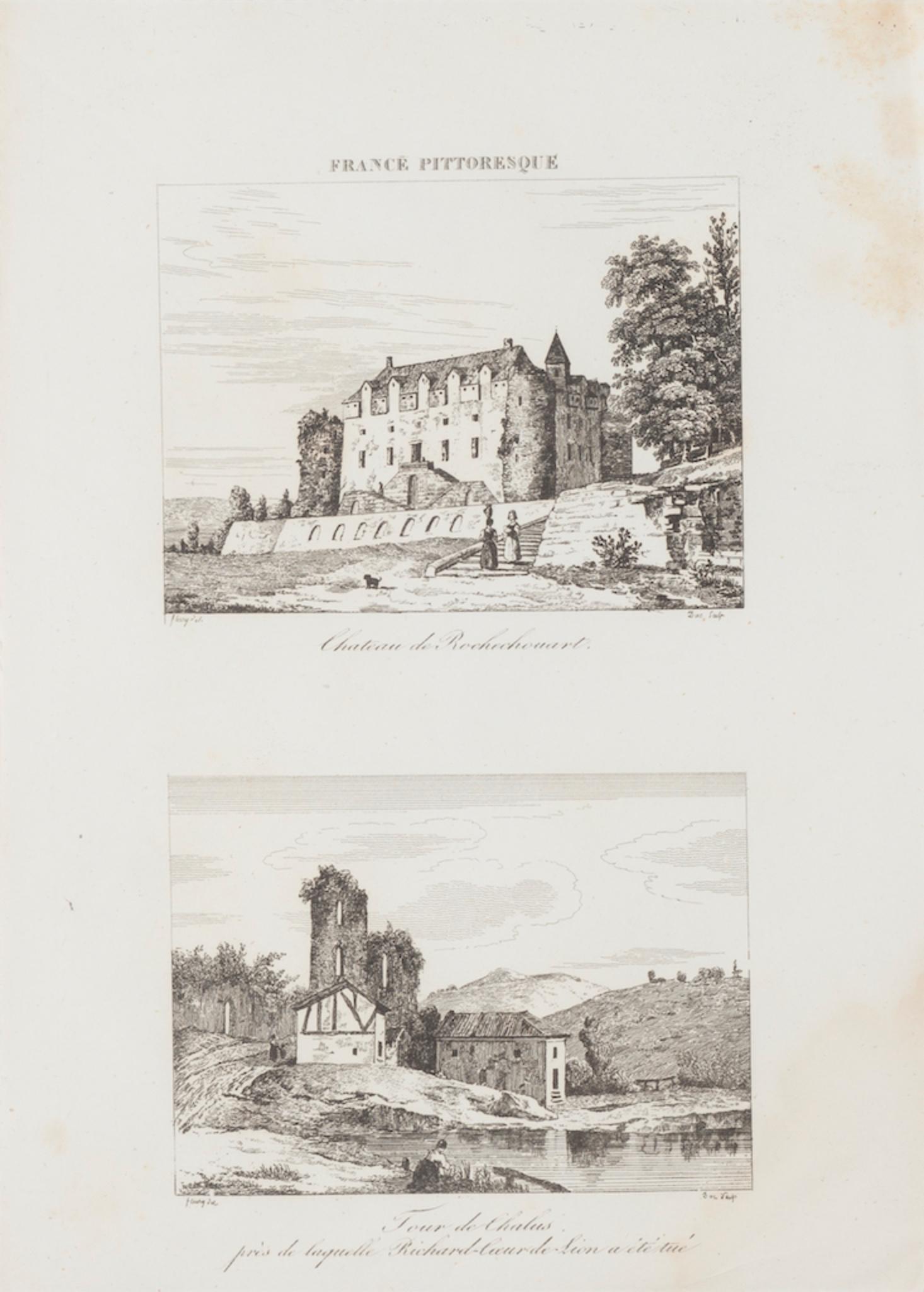 Unknown Landscape Print - Chateau de Rochechouart - Original Etching - 19th Century