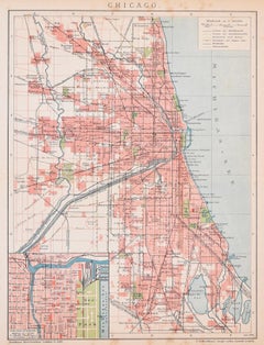 Antique Chicago - Lithograph on Paper from "Brockhaus Encyclopedia - 1905