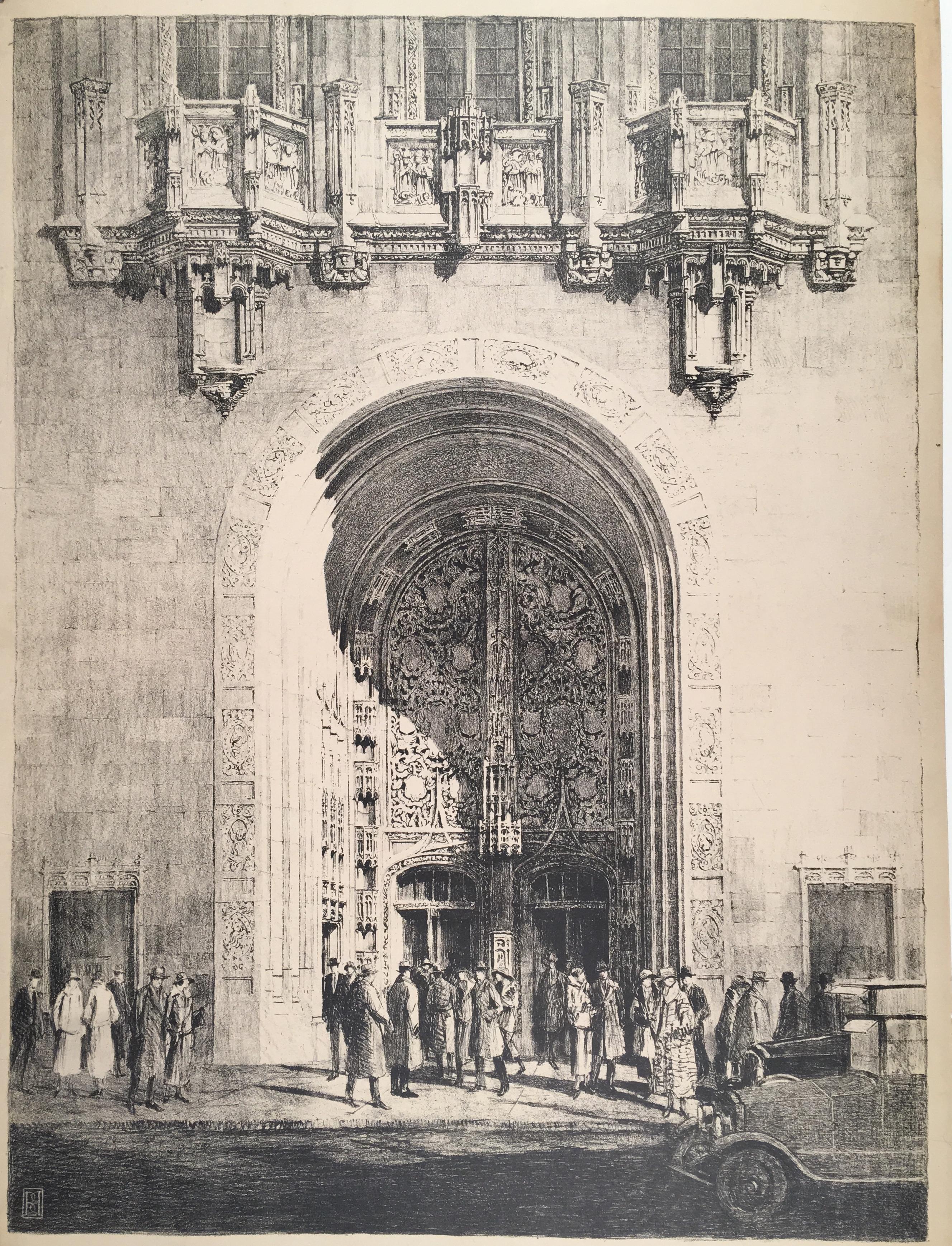 Unknown Landscape Print - Chicago Tribune Tower (The Aesop's Screen Facade)