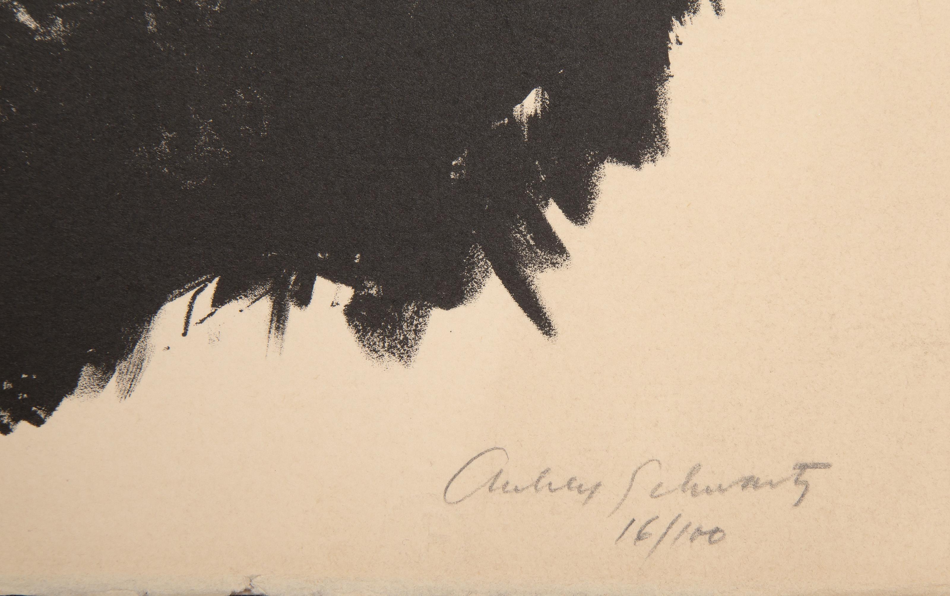 Chimpancé, litografía surrealista de Aubrey Schwartz en venta 2