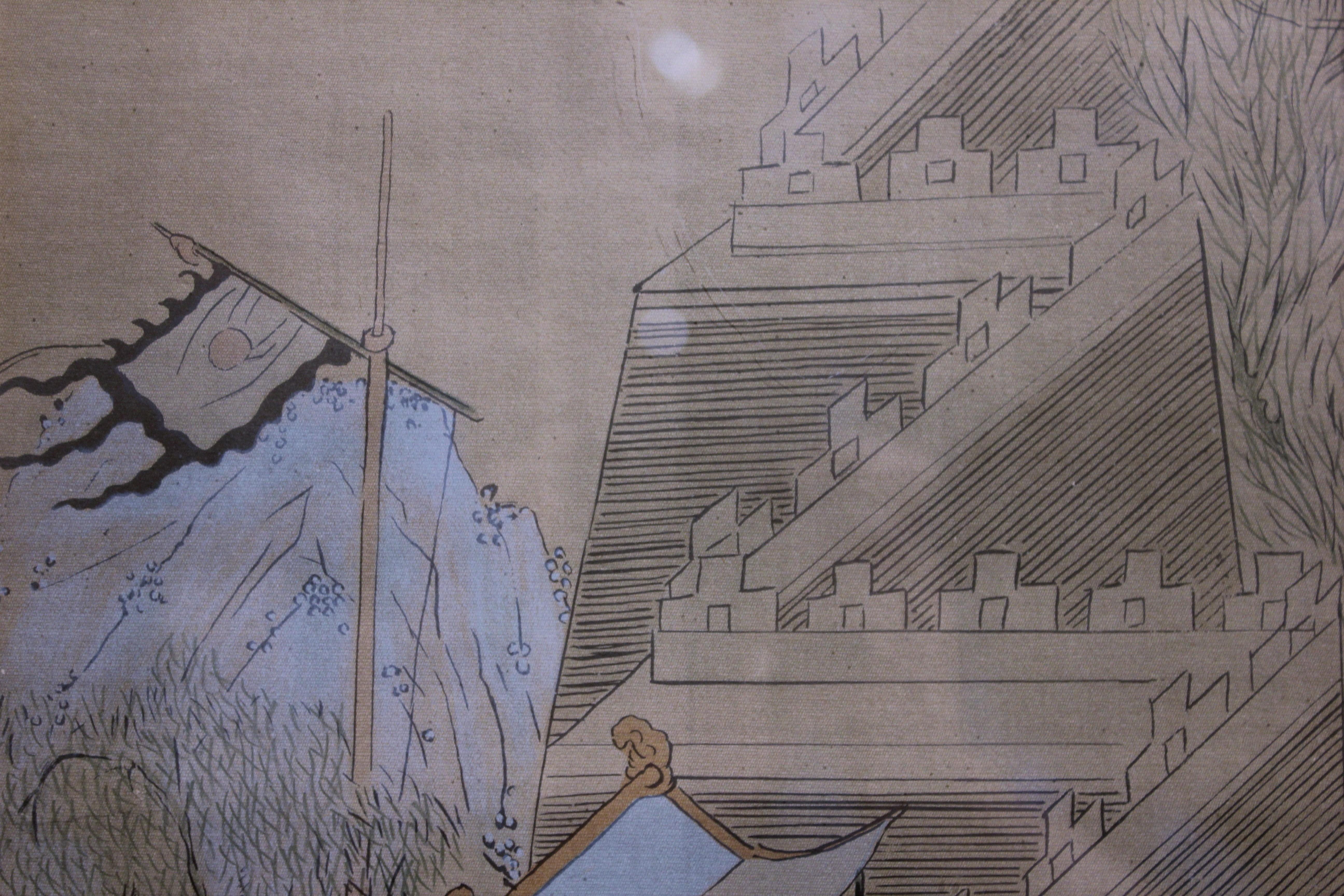 Paysage architectural chinois du grand mur - Print de Unknown