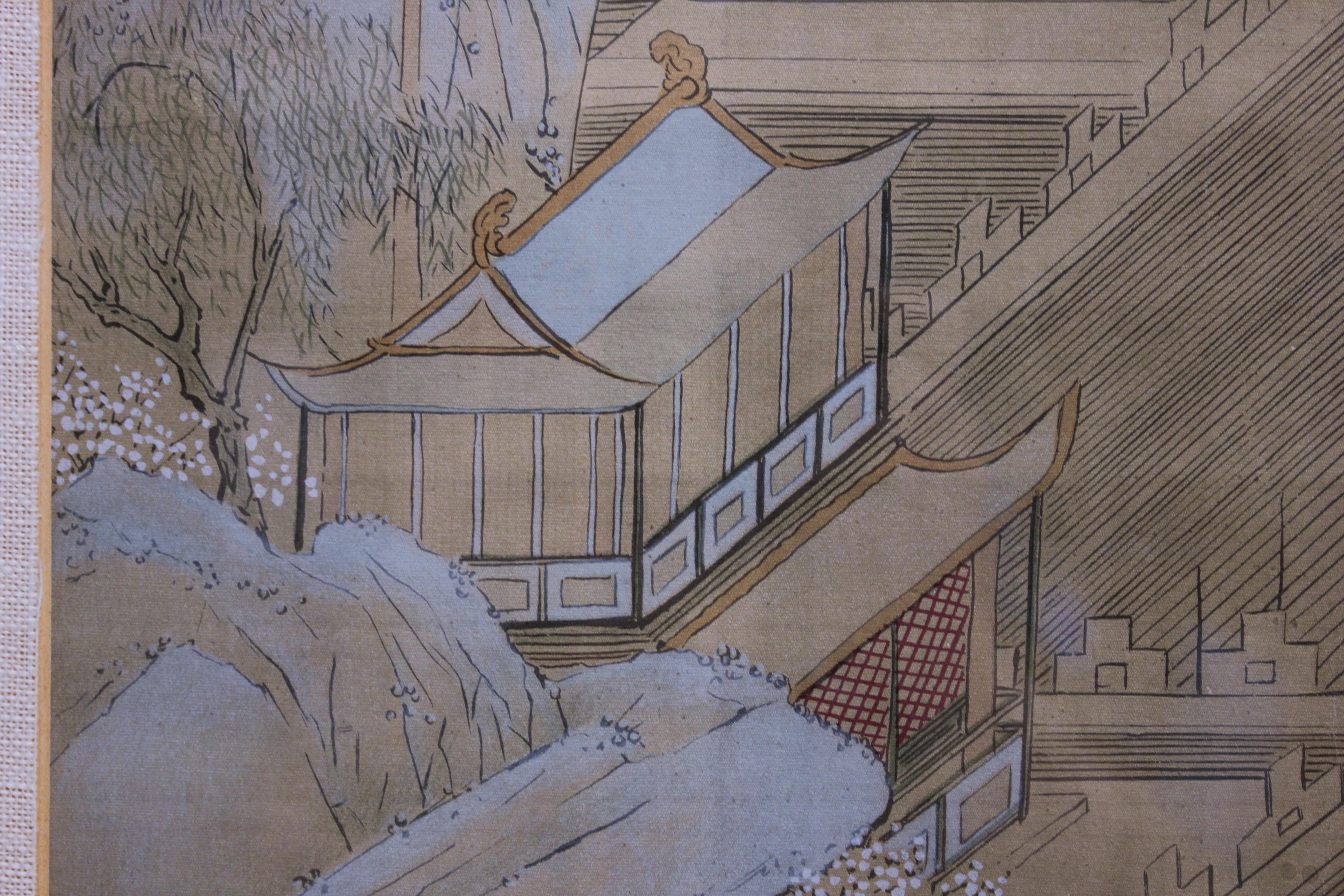 Paysage architectural chinois du grand mur - Ming Print par Unknown